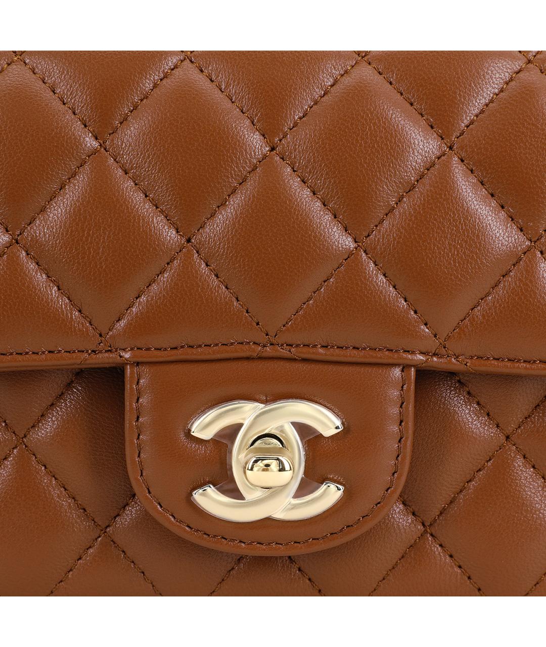 CHANEL Коричневая кожаная сумка через плечо, фото 5