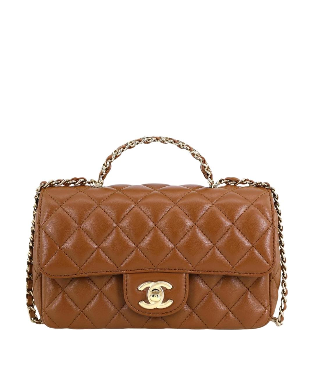 CHANEL Коричневая кожаная сумка через плечо, фото 1