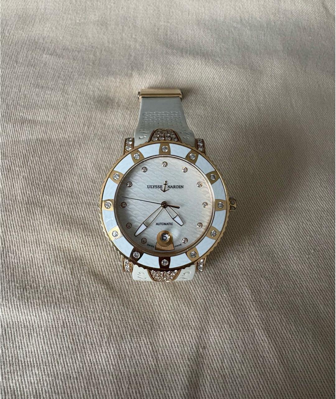 Ulysse Nardin Белые часы из желтого золота, фото 9