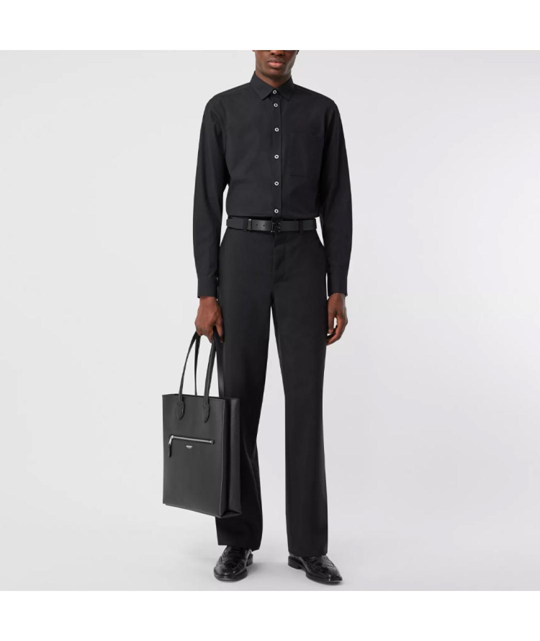 BURBERRY Черная хлопковая классическая рубашка, фото 2