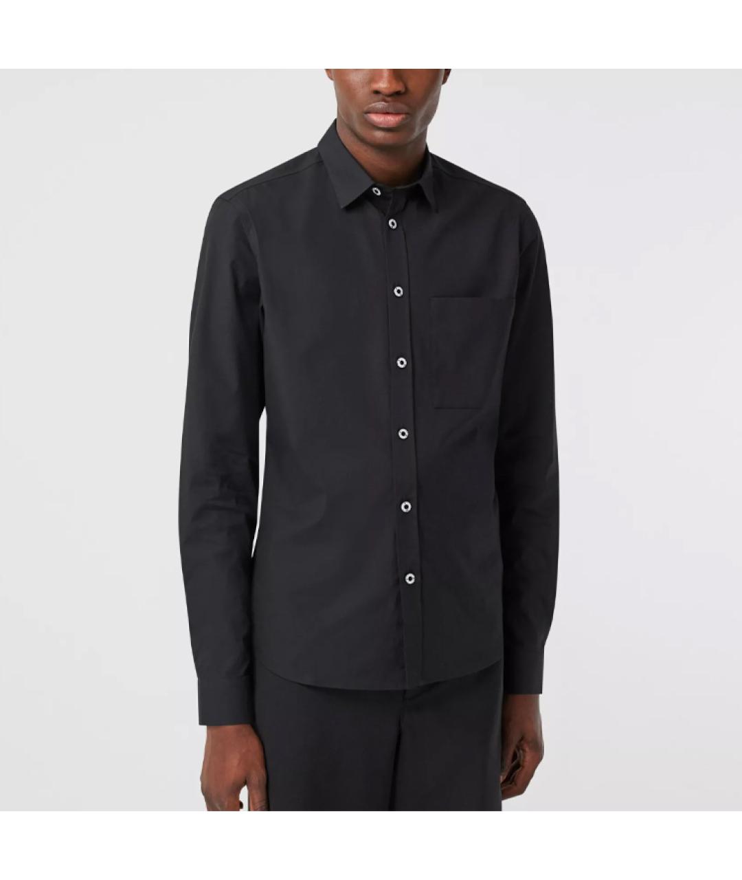 BURBERRY Черная хлопковая классическая рубашка, фото 4