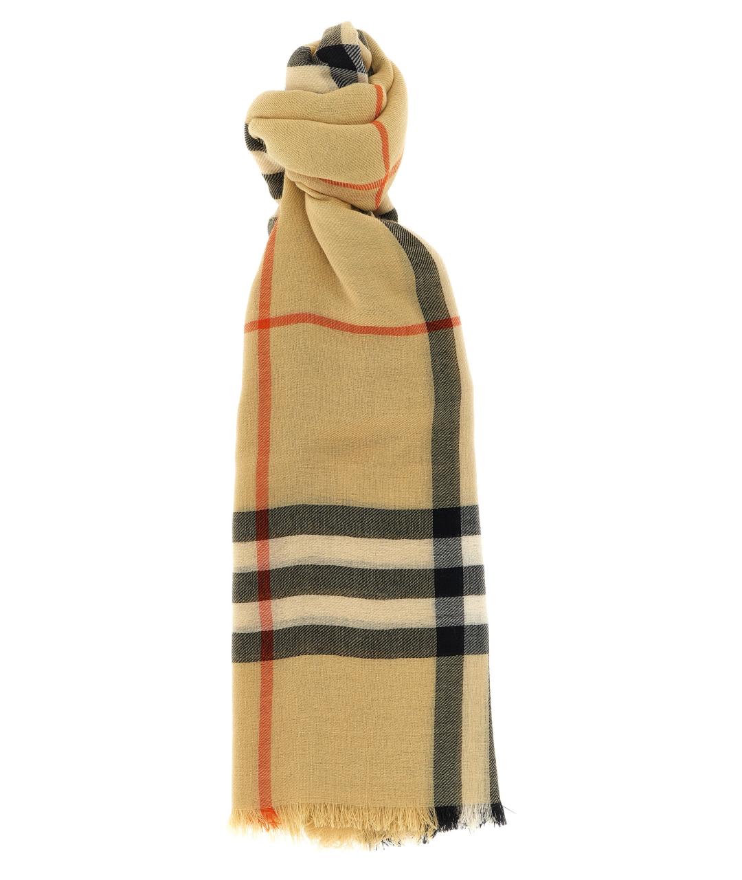 BURBERRY Бежевый шерстяной шарф, фото 1