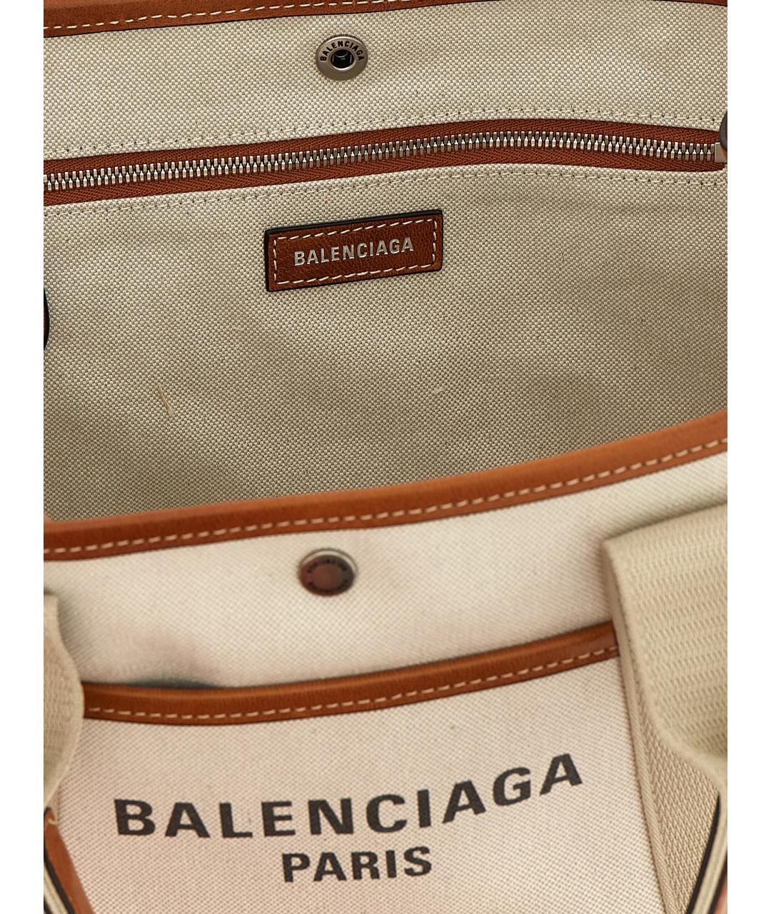 BALENCIAGA Бежевая тканевая сумка тоут, фото 4