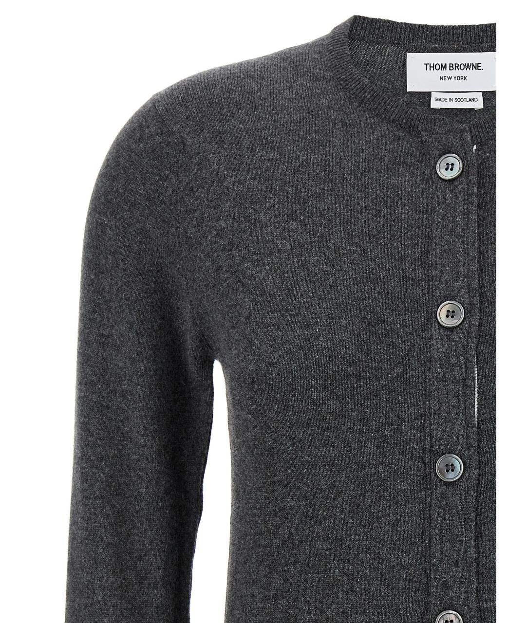 THOM BROWNE Антрацитовый кашемировый кардиган, фото 3
