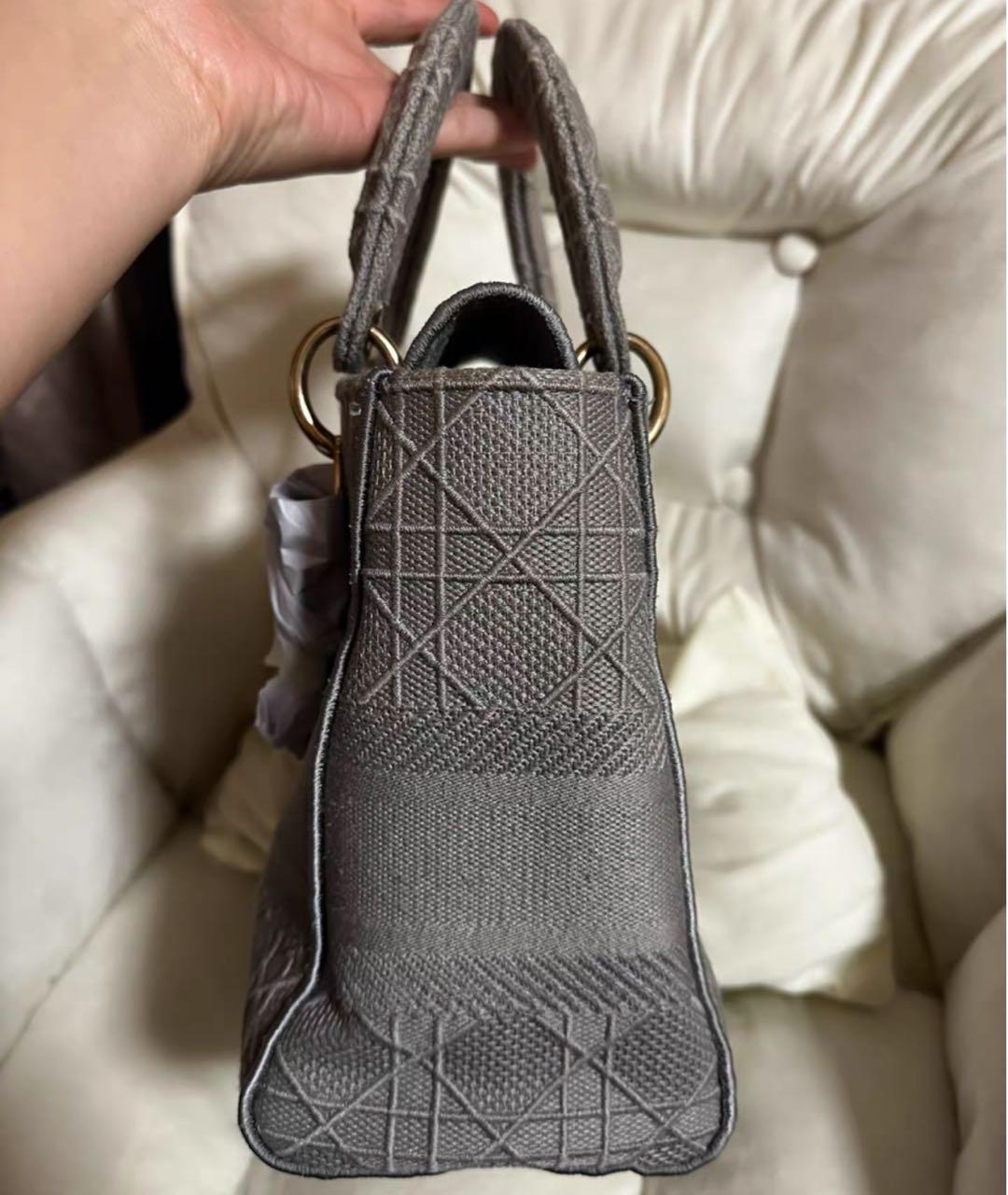 CHRISTIAN DIOR Антрацитовая тканевая сумка с короткими ручками, фото 4
