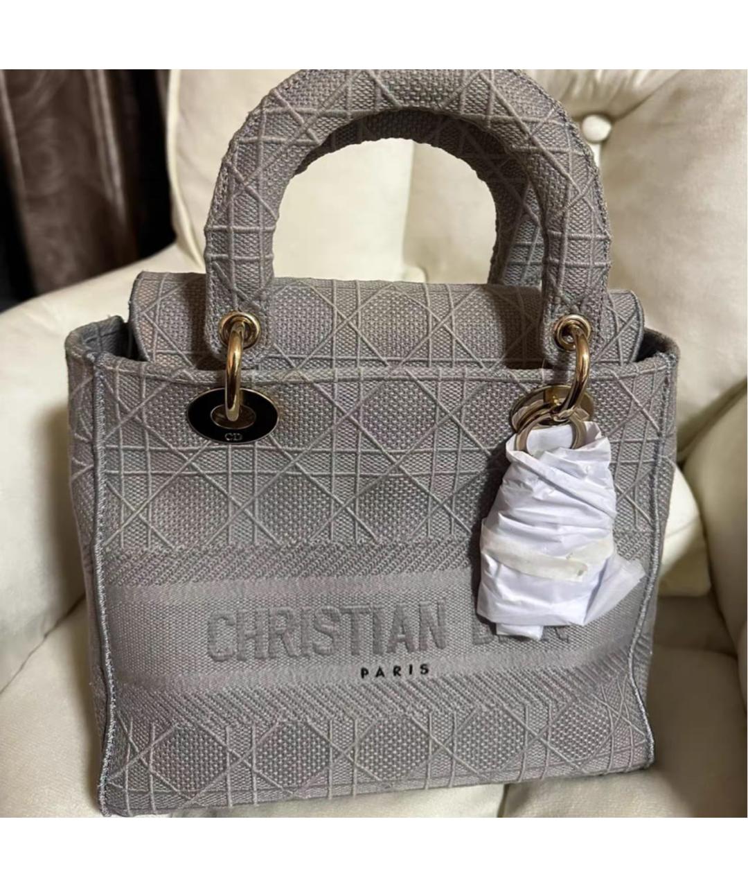 CHRISTIAN DIOR Антрацитовая тканевая сумка с короткими ручками, фото 8