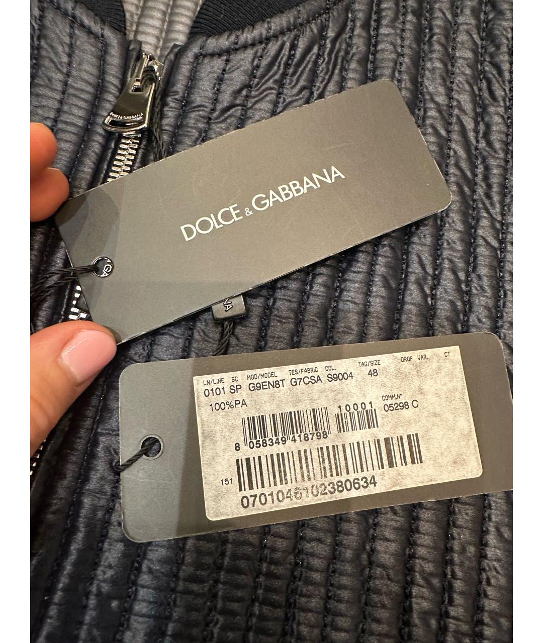 DOLCE&GABBANA Темно-синяя полиамидовая куртка, фото 6