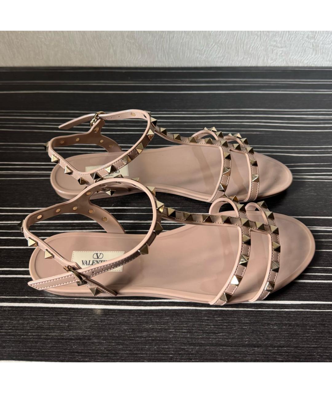 VALENTINO Бежевые кожаные босоножки, фото 2