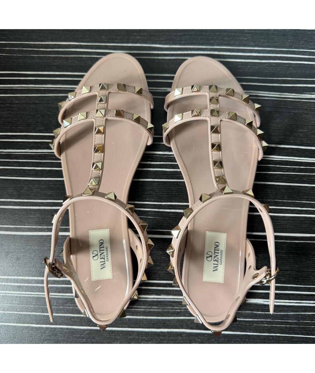 VALENTINO Бежевые кожаные босоножки, фото 4