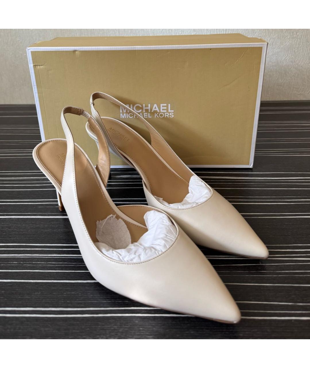 MICHAEL KORS Бежевые кожаные туфли, фото 6