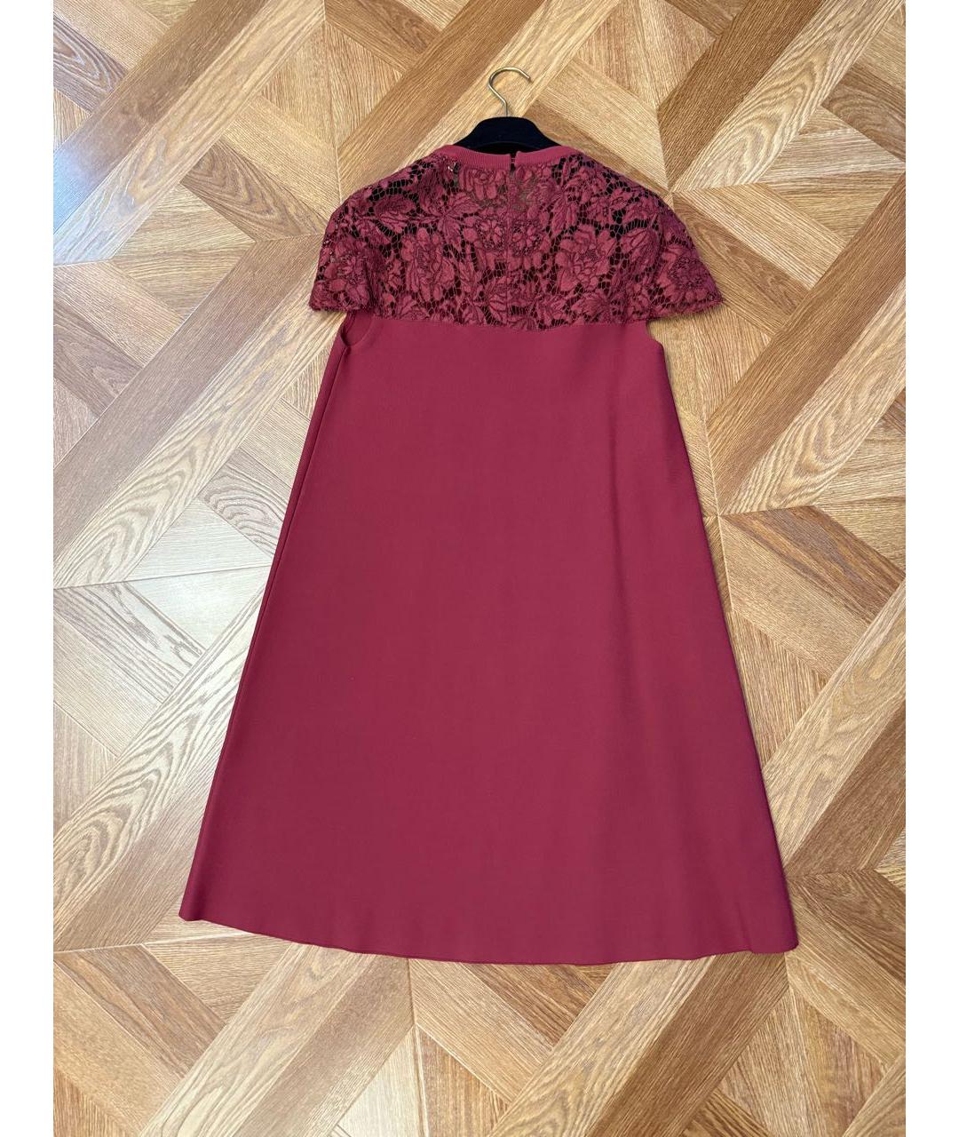 VALENTINO Бордовое вискозное платье, фото 2