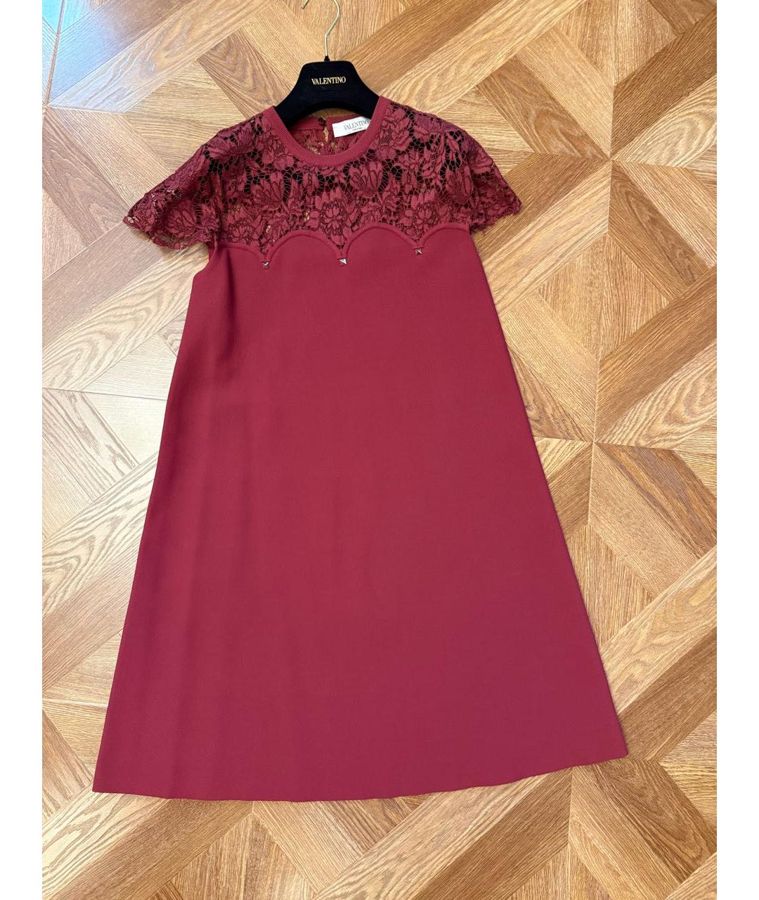 VALENTINO Бордовое вискозное платье, фото 6