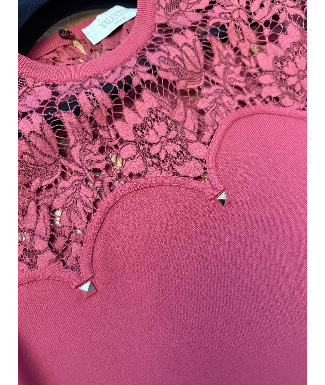 VALENTINO Бордовое вискозное платье, фото 4