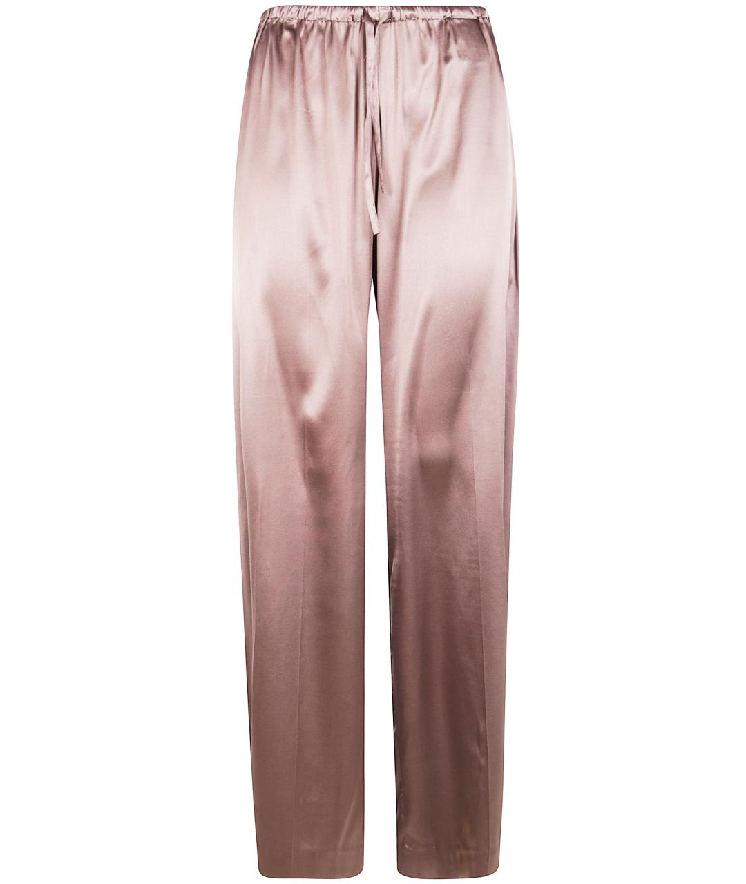 DRIES VAN NOTEN Розовые шелковые прямые брюки, фото 1