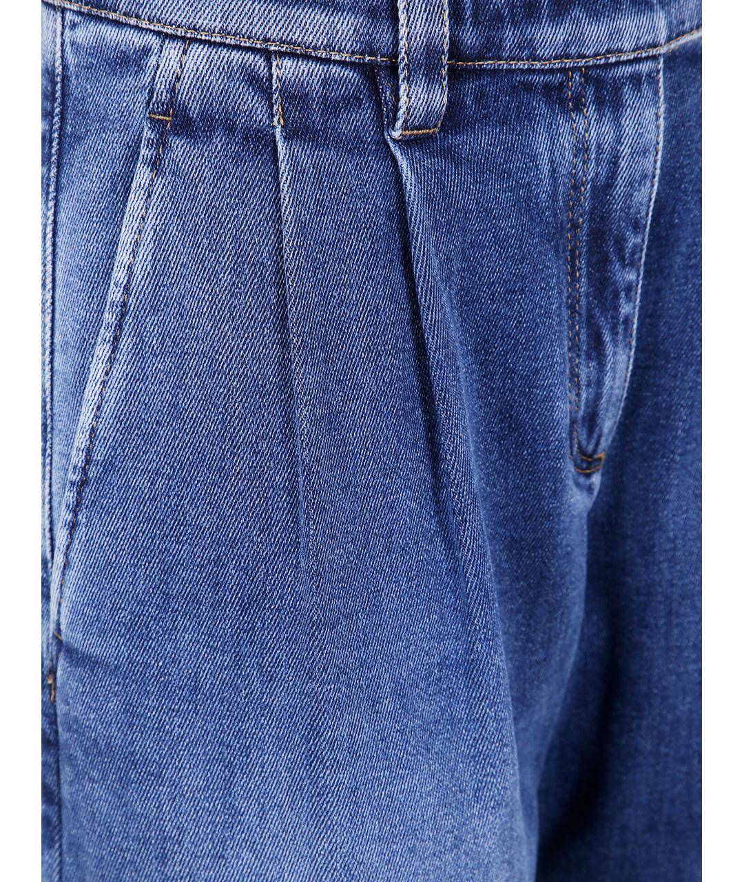 BRUNELLO CUCINELLI Синие хлопковые прямые джинсы, фото 3