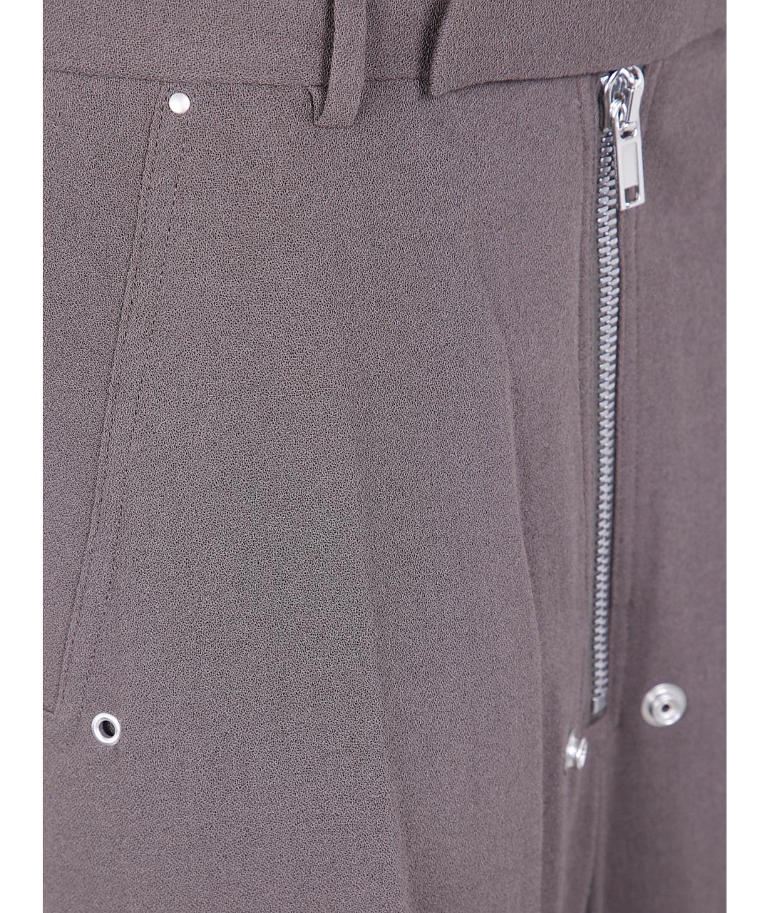 RICK OWENS Серые шерстяные прямые брюки, фото 3
