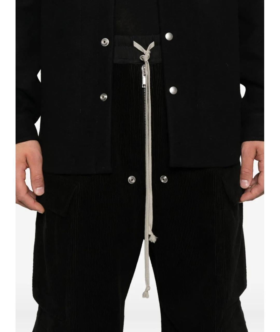 RICK OWENS Черные хлопковые повседневные брюки, фото 5