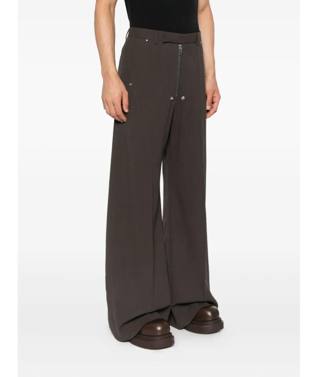 RICK OWENS Коричневые шерстяные повседневные брюки, фото 4