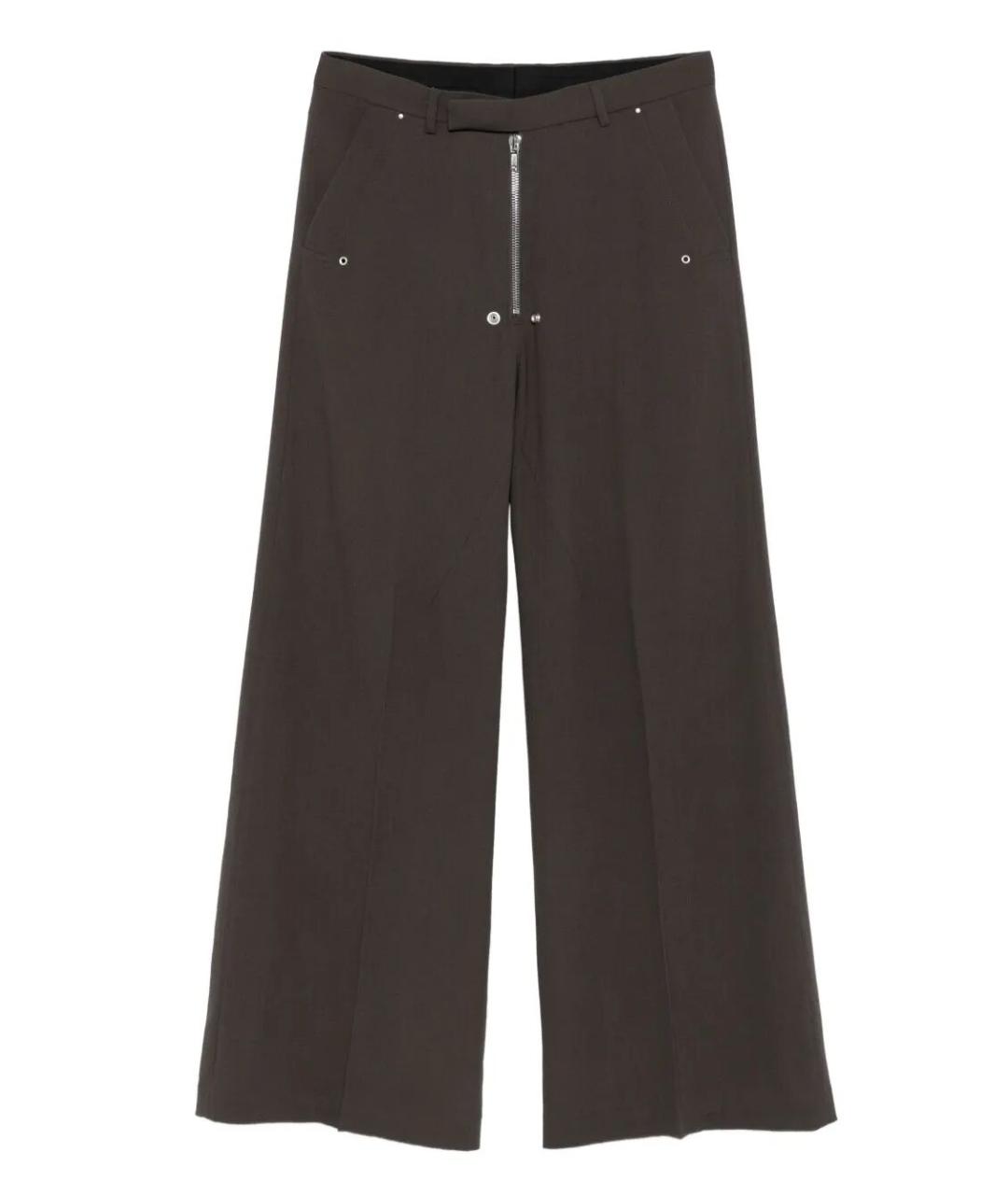 RICK OWENS Коричневые шерстяные повседневные брюки, фото 1