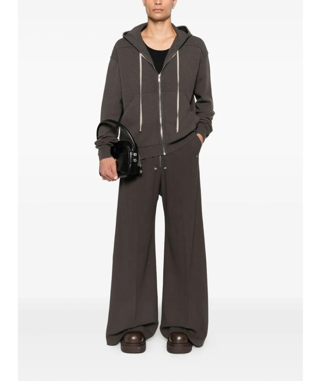 RICK OWENS Коричневые шерстяные повседневные брюки, фото 3