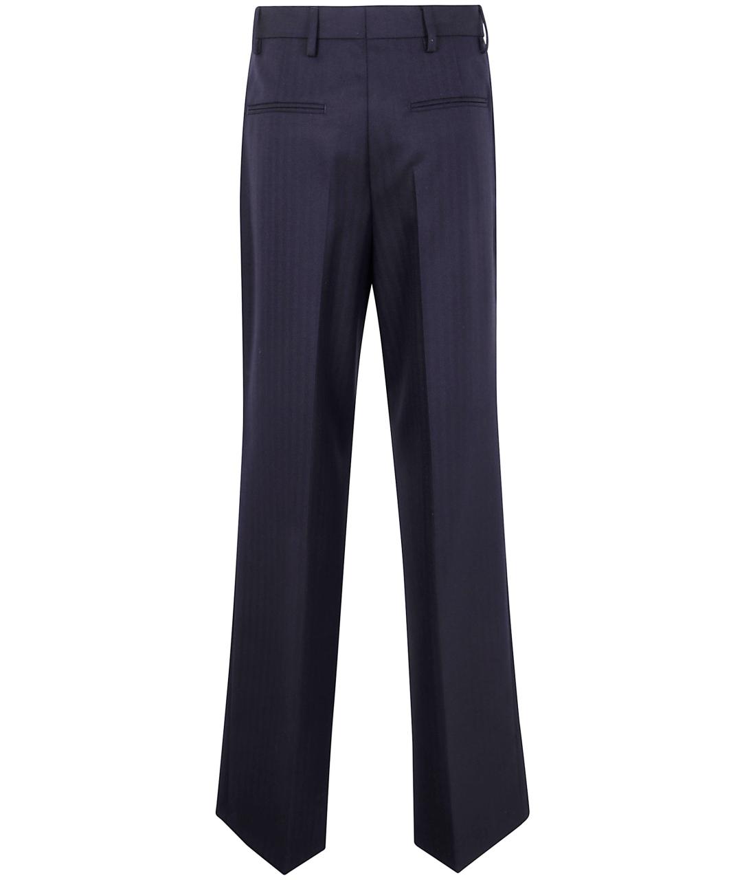 DRIES VAN NOTEN Синие шерстяные прямые брюки, фото 2