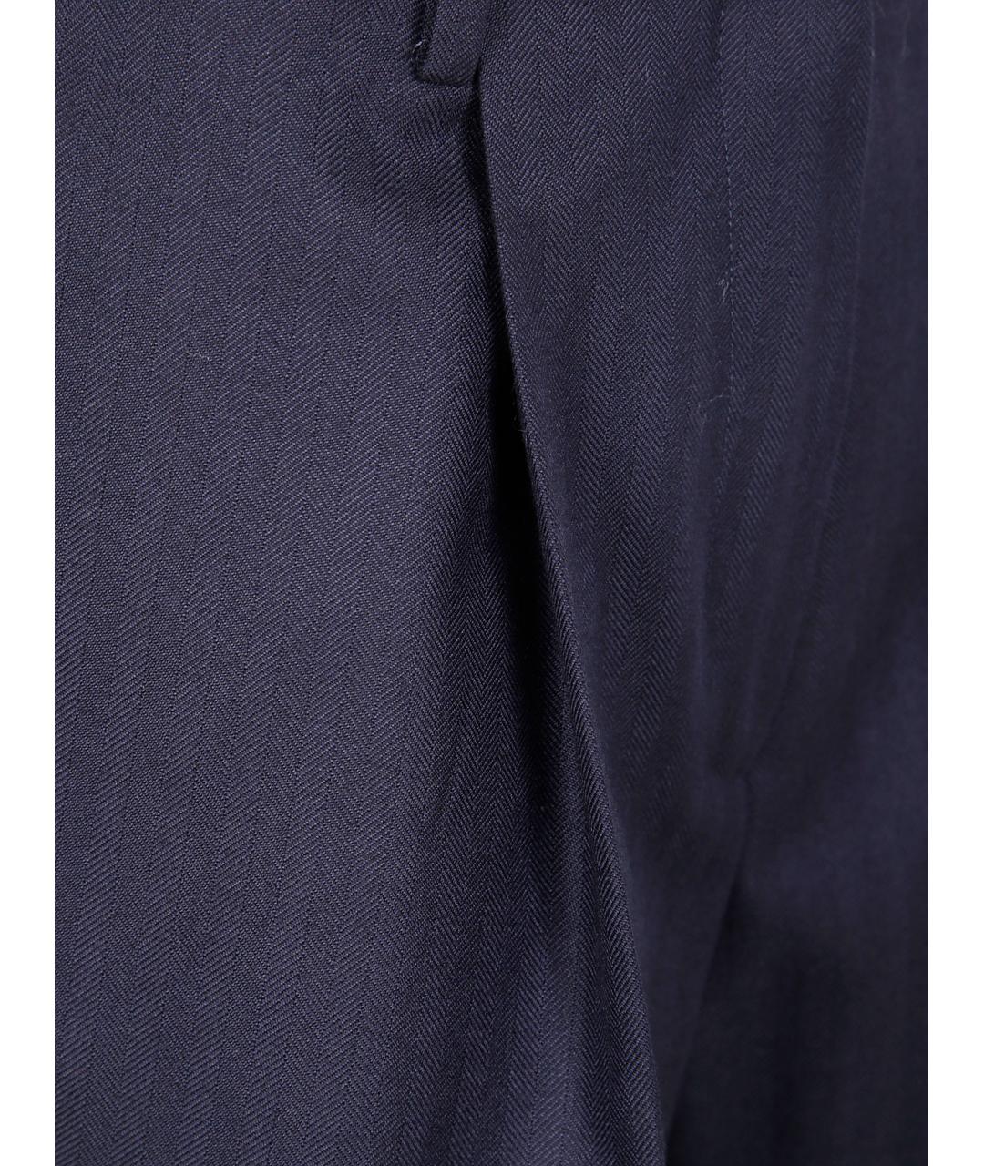 DRIES VAN NOTEN Синие шерстяные прямые брюки, фото 3