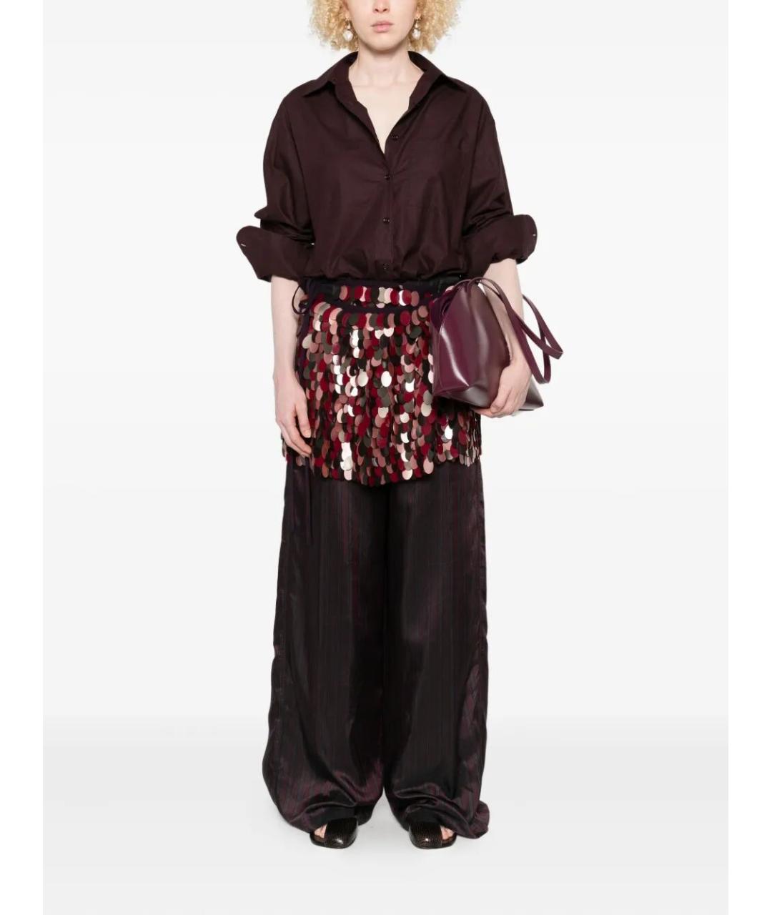 DRIES VAN NOTEN Бордовые прямые брюки, фото 2