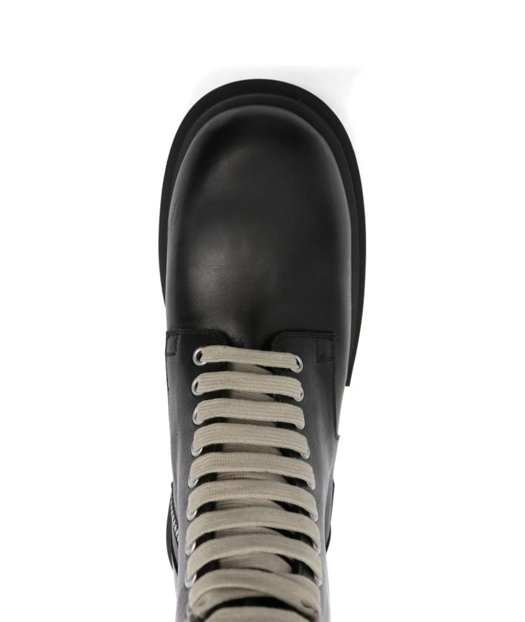 RICK OWENS Черные кожаные высокие ботинки, фото 4