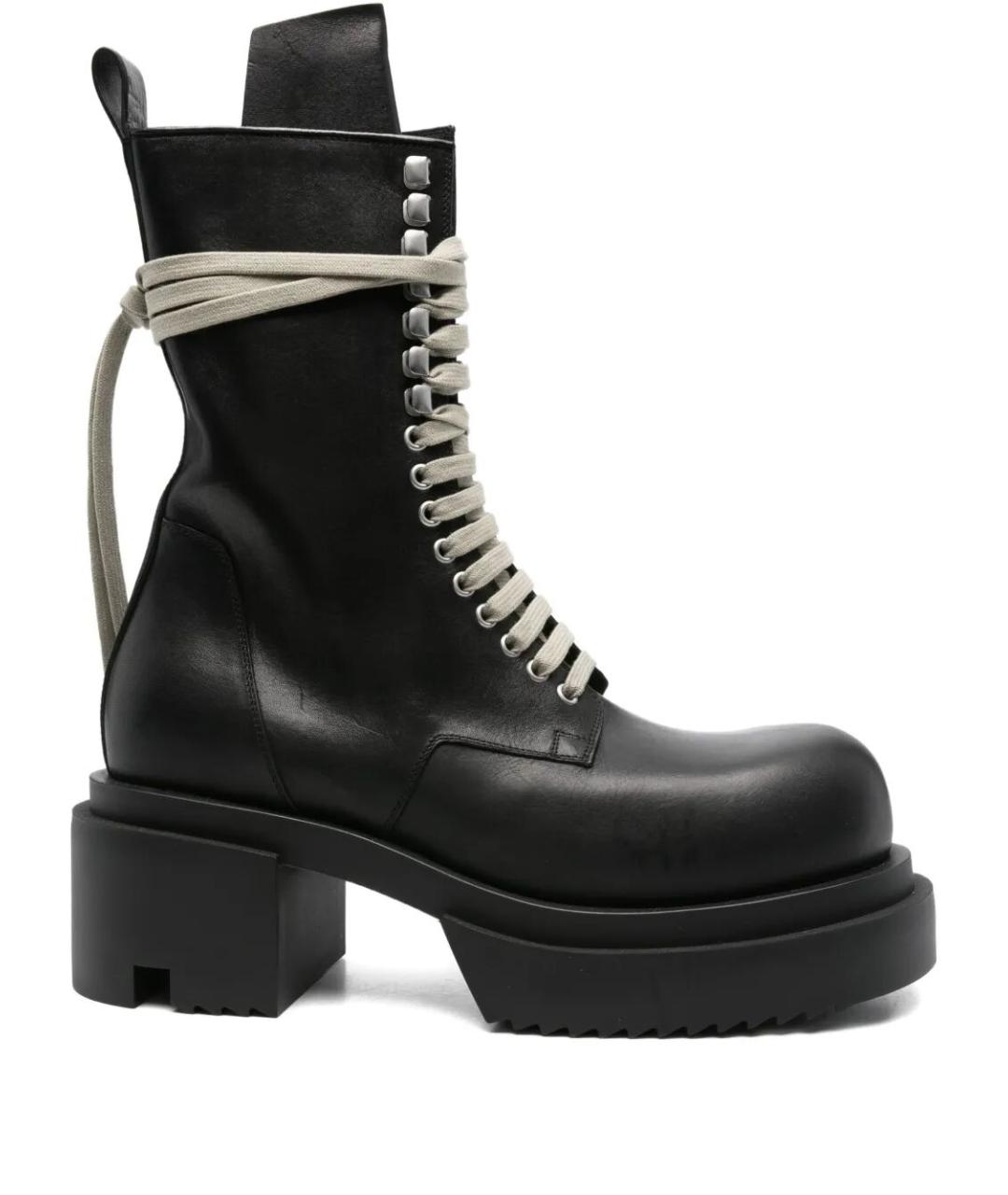 RICK OWENS Черные кожаные высокие ботинки, фото 1
