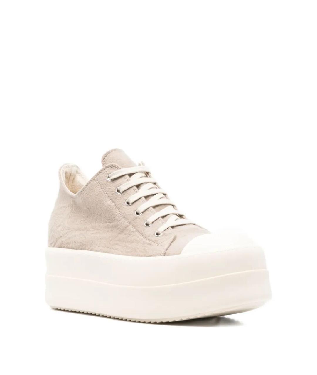 RICK OWENS DRKSHDW Бежевые текстильные кеды, фото 2