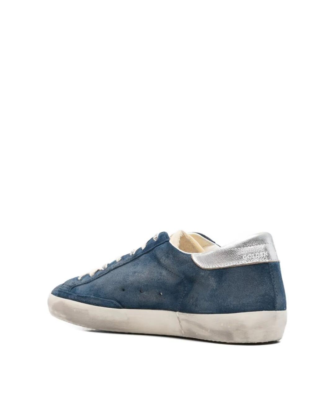 GOLDEN GOOSE DELUXE BRAND Синие кожаные низкие кроссовки / кеды, фото 4