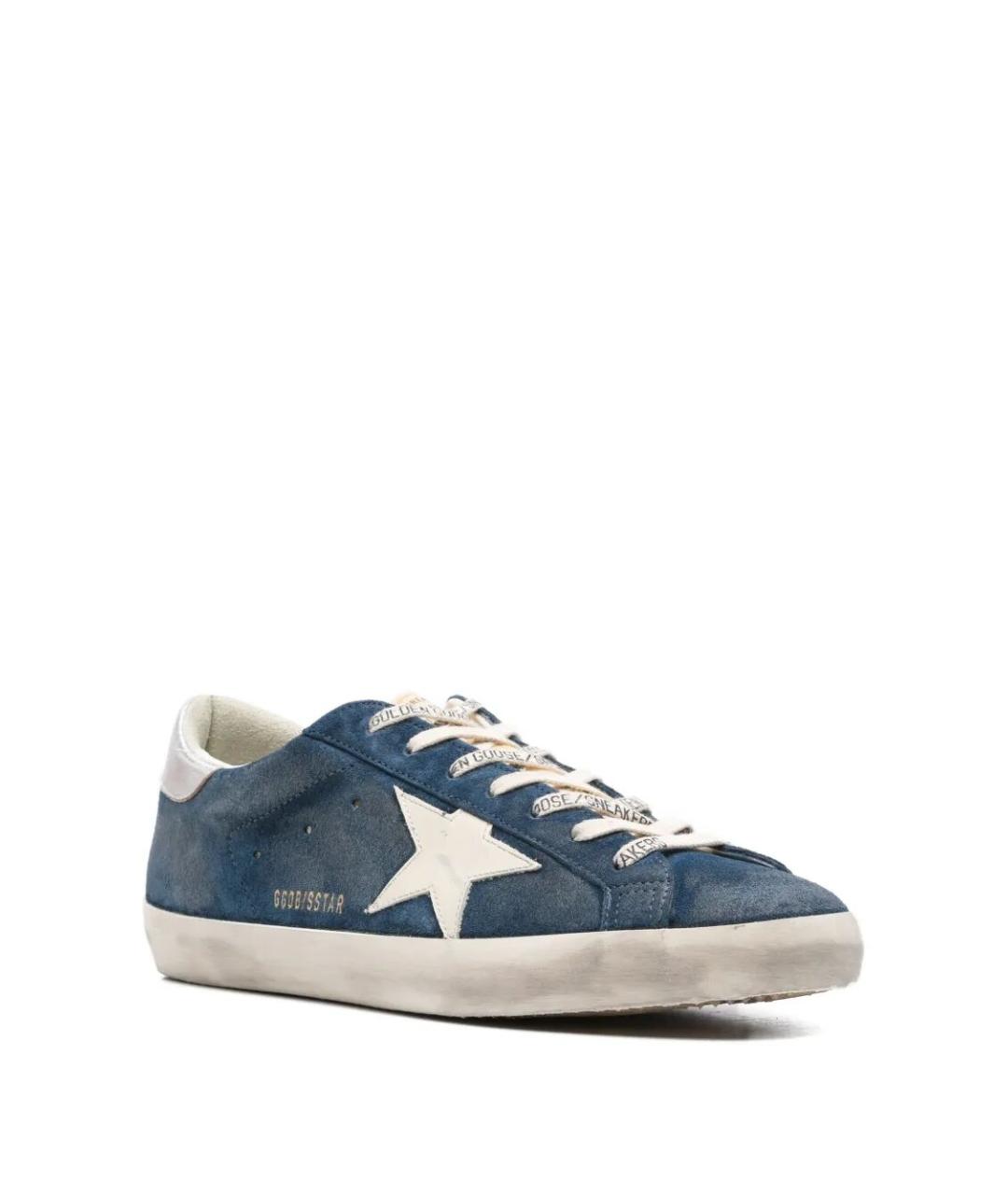 GOLDEN GOOSE DELUXE BRAND Синие кожаные низкие кроссовки / кеды, фото 2