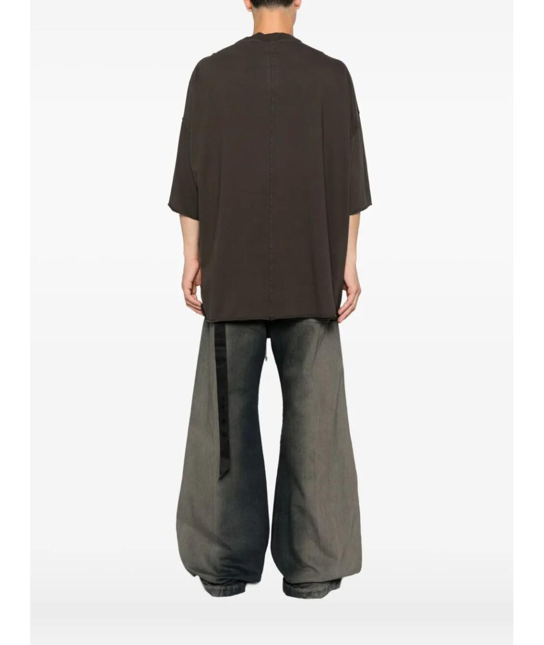 RICK OWENS DRKSHDW Коричневая хлопковая футболка, фото 3
