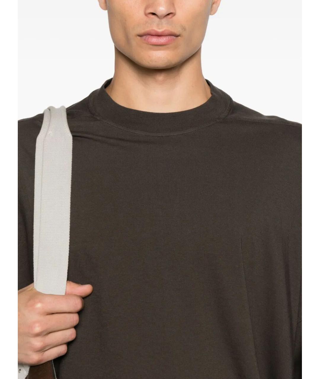 RICK OWENS DRKSHDW Коричневая хлопковая футболка, фото 4