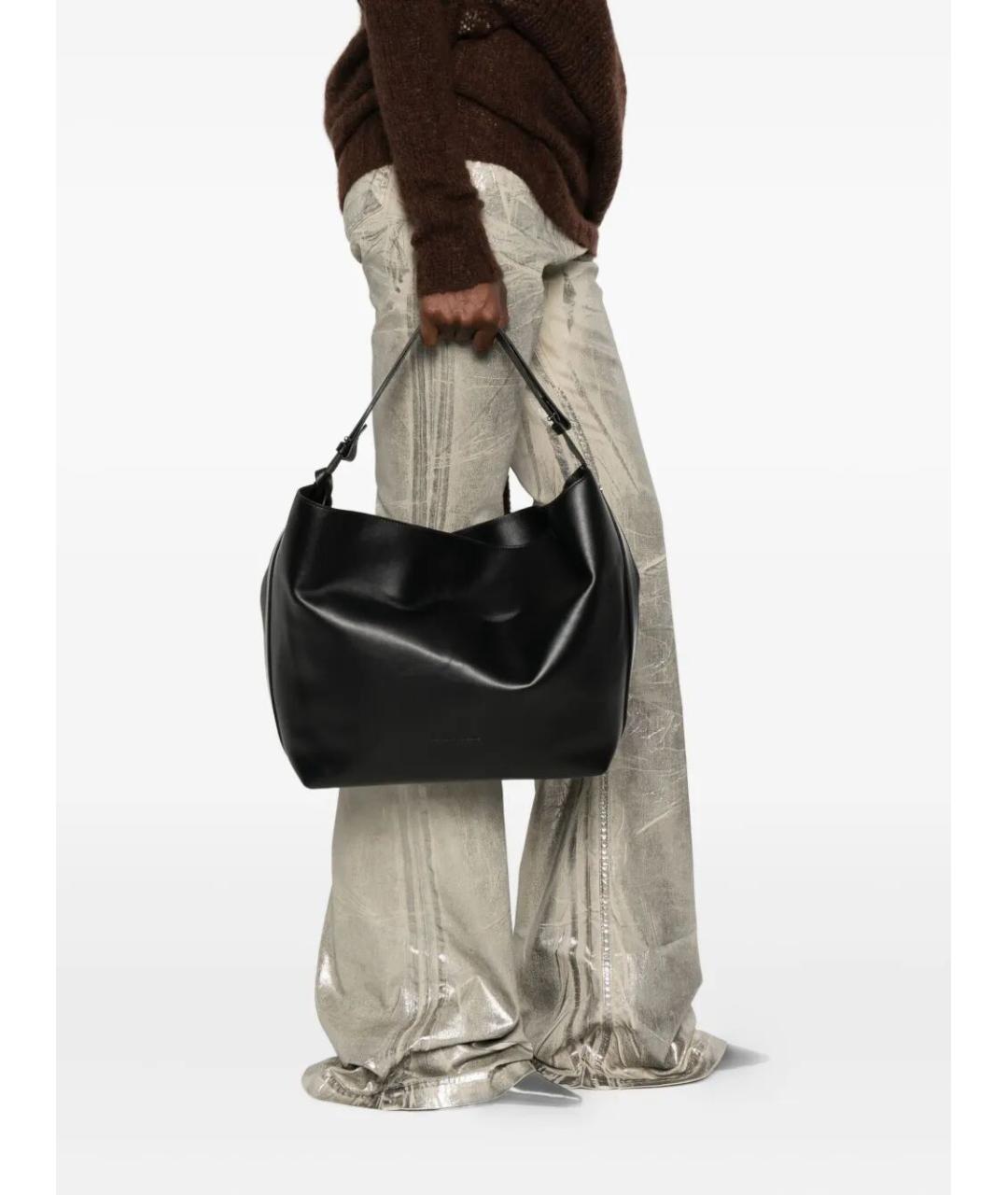 ANN DEMEULEMEESTER Черная кожаная сумка через плечо, фото 3