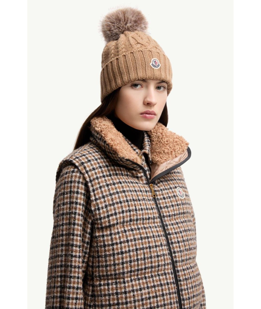 MONCLER Коричневая шапка, фото 2