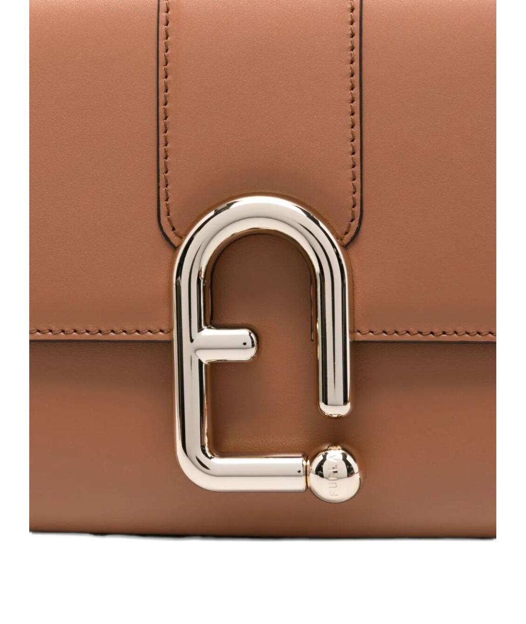 FURLA Коричневая кожаная сумка через плечо, фото 5