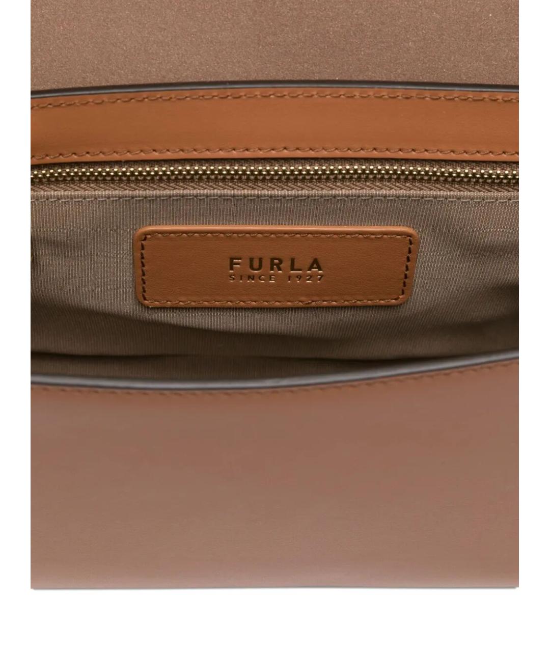 FURLA Коричневая кожаная сумка через плечо, фото 2