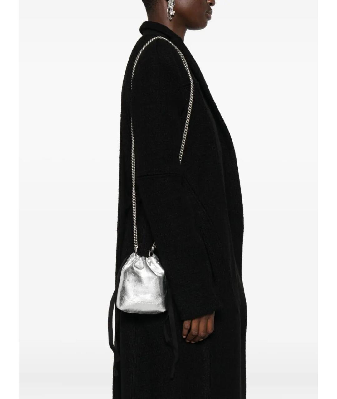 ANN DEMEULEMEESTER Серебряная кожаная сумка через плечо, фото 4