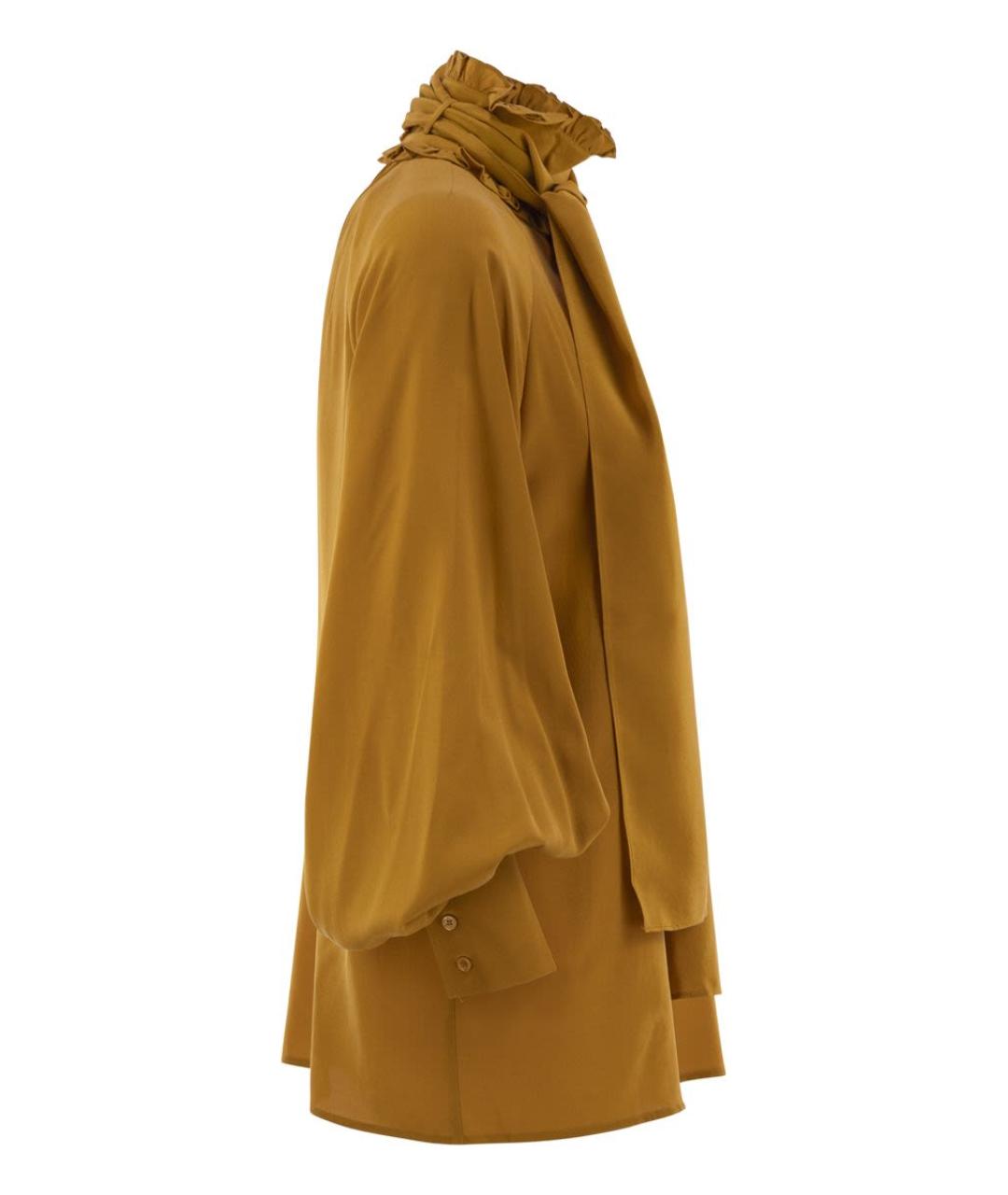 WEEKEND MAX MARA Горчичная шелковая рубашка, фото 3