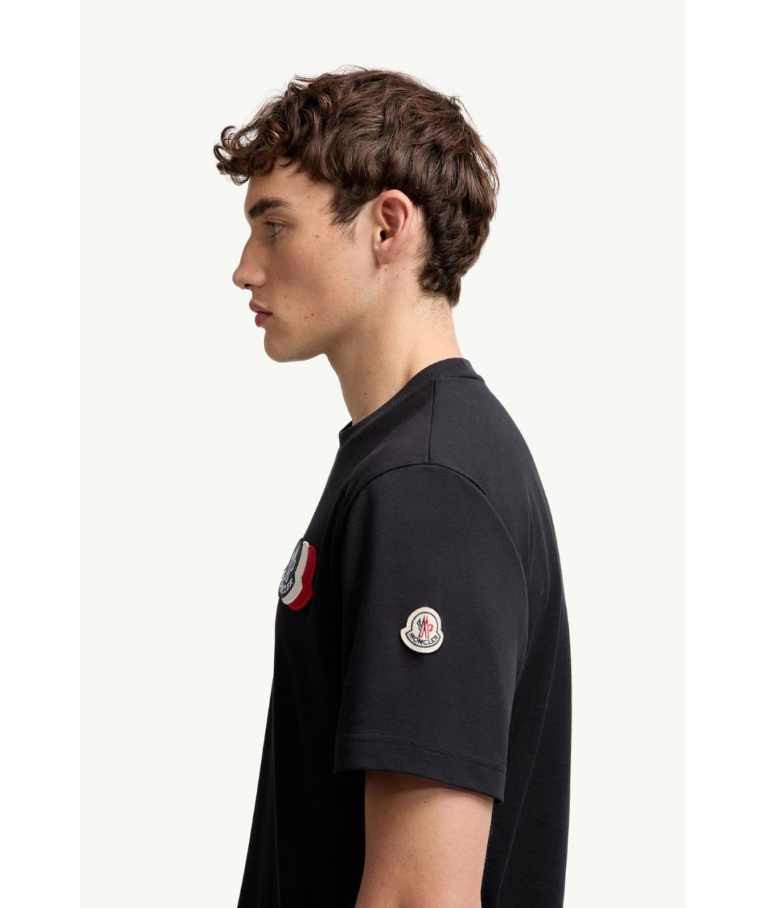 MONCLER Черная хлопковая футболка, фото 4