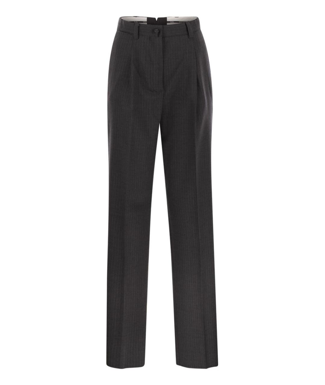 WEEKEND MAX MARA Антрацитовые шерстяные прямые брюки, фото 1