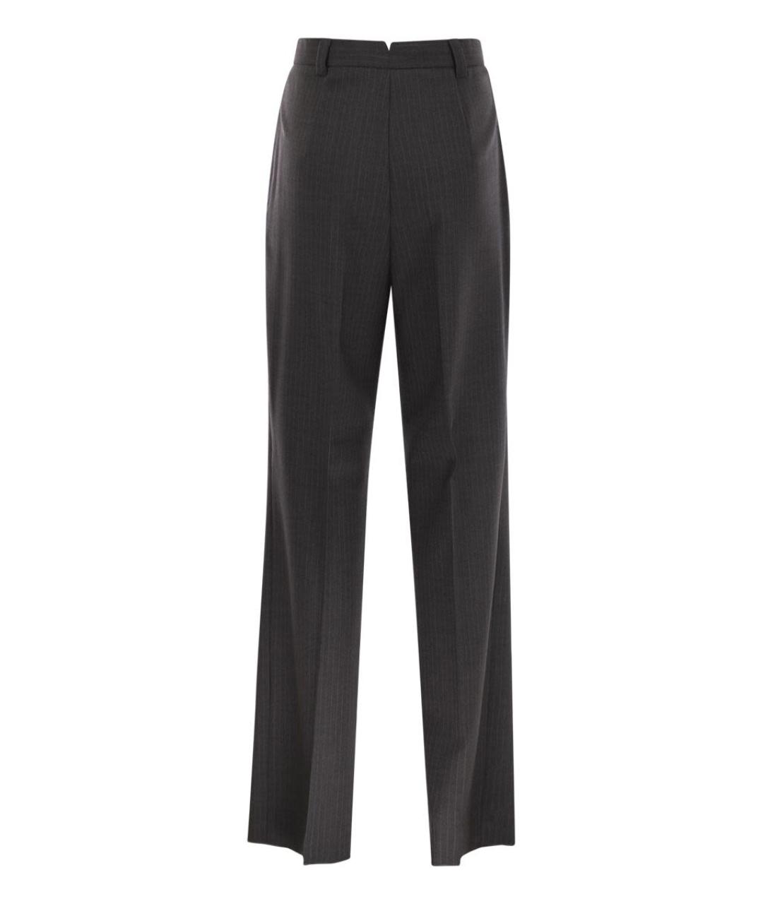 WEEKEND MAX MARA Антрацитовые шерстяные прямые брюки, фото 2
