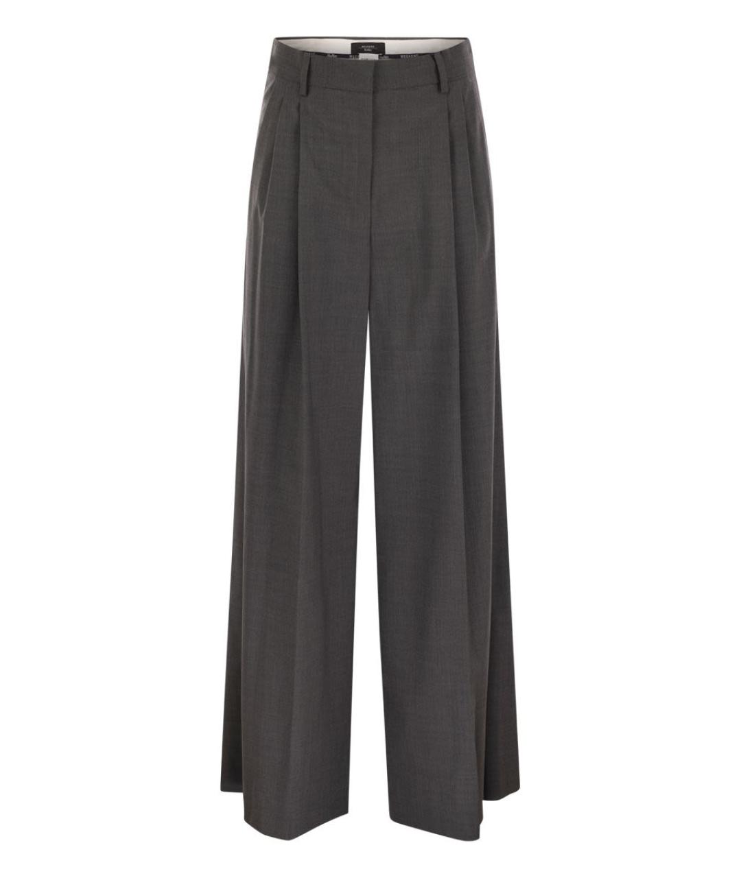 WEEKEND MAX MARA Антрацитовые шерстяные прямые брюки, фото 1