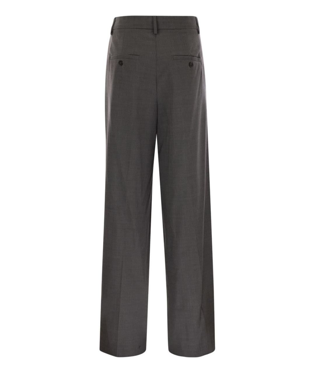 WEEKEND MAX MARA Антрацитовые шерстяные прямые брюки, фото 2