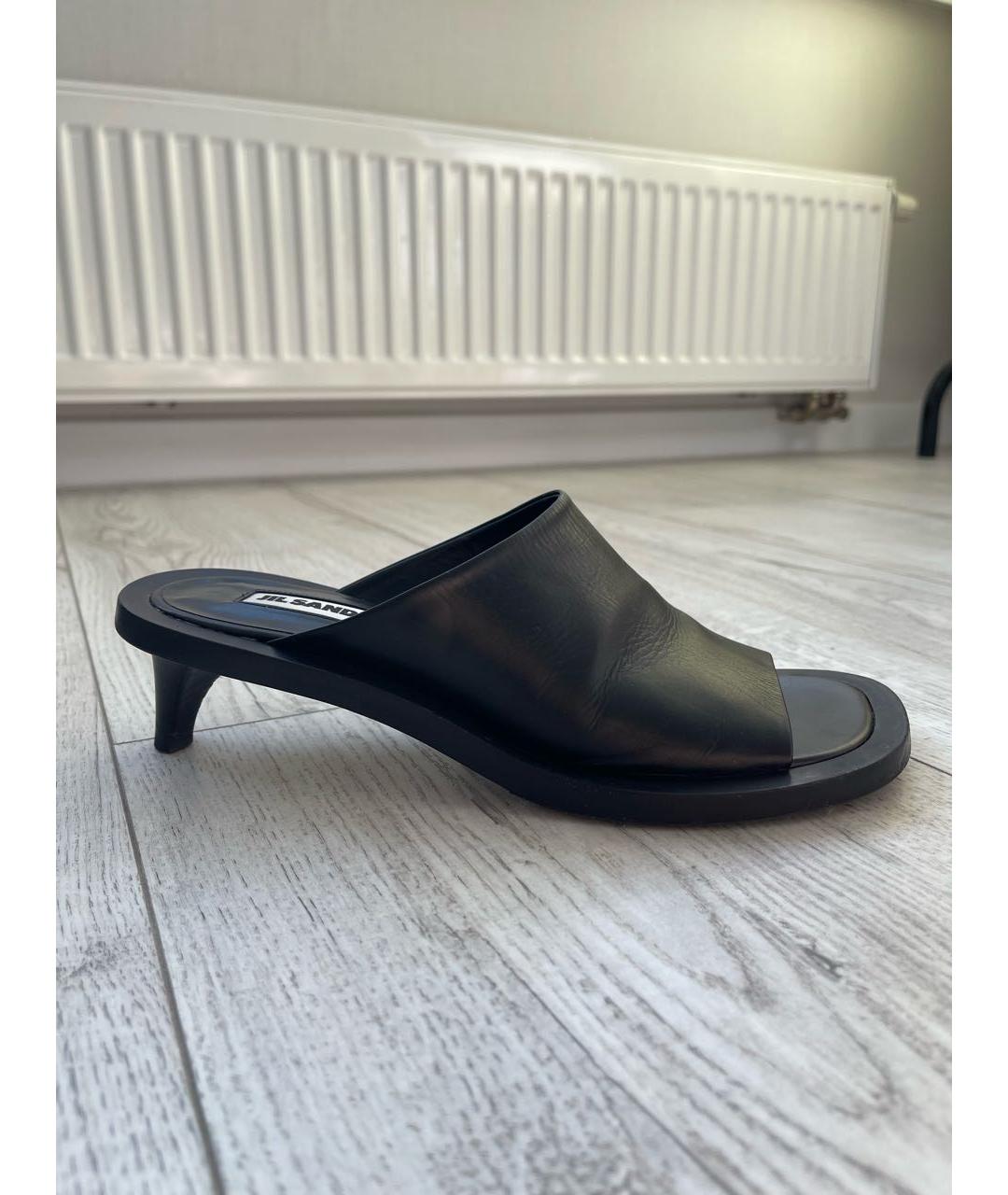 JIL SANDER Черные кожаные мюли, фото 8