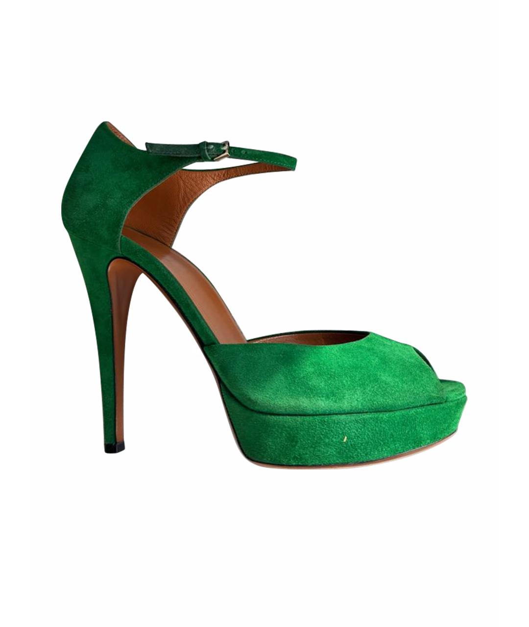 GUCCI Зеленые замшевые босоножки, фото 1