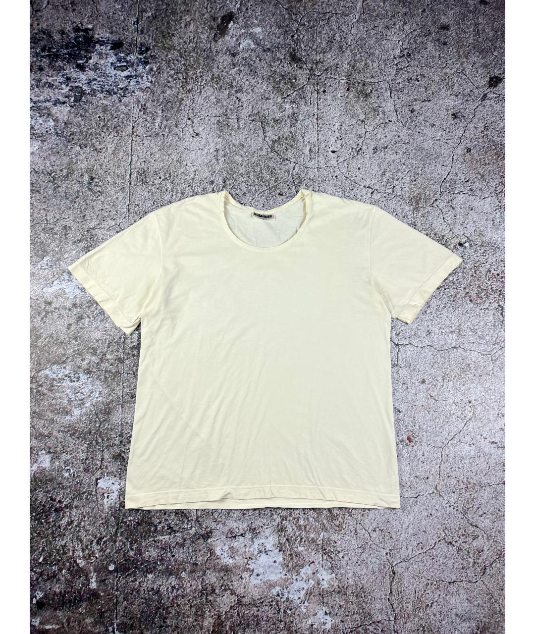 JIL SANDER Бежевая хлопковая футболка, фото 5
