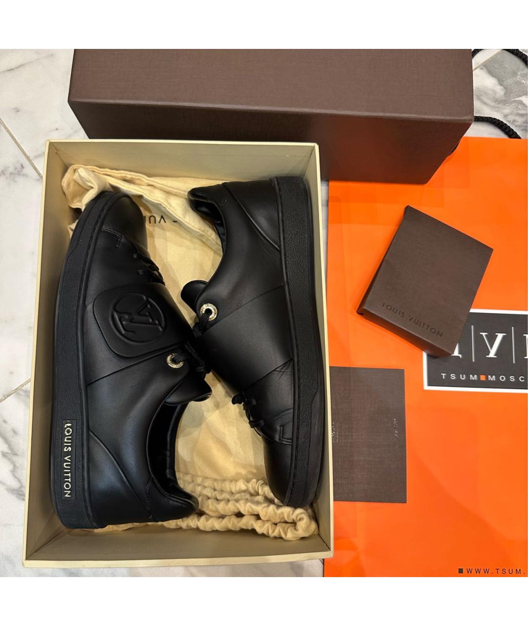 LOUIS VUITTON Черные кожаные кеды, фото 5