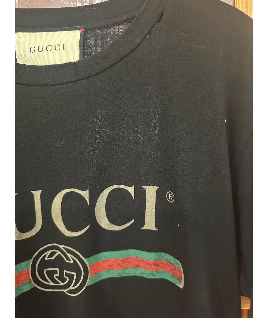 GUCCI Черная хлопковая футболка, фото 3